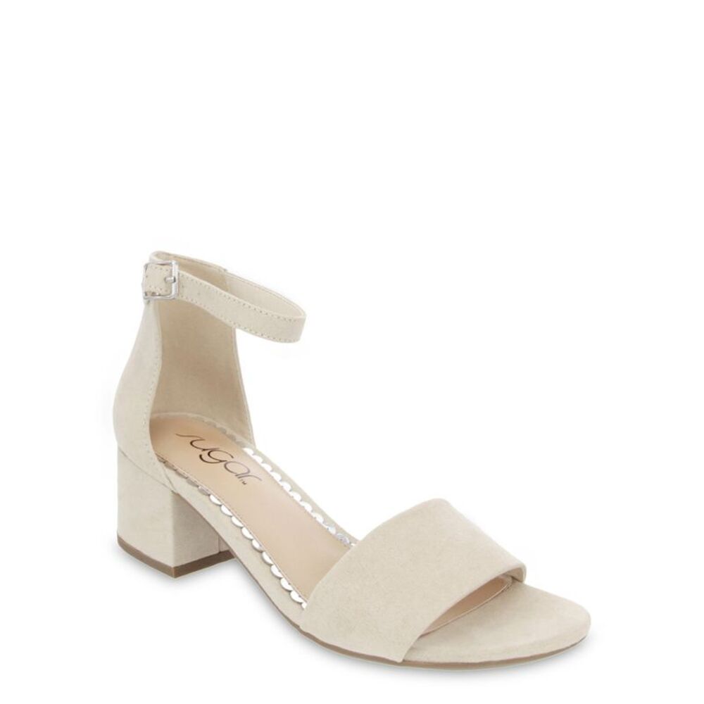 SUGAR Womens Beige Noelle Round Toe Block Heel Buckle Dress Sandals 8.5 M